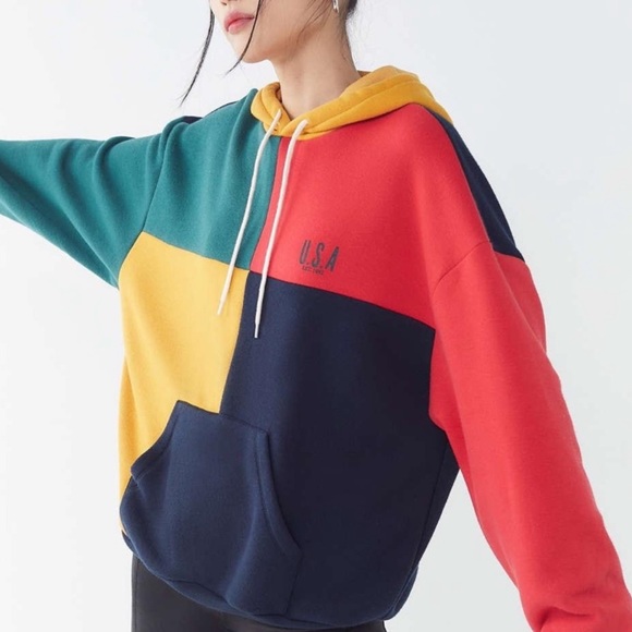 BDG Tops - Urban Outfitters BDG Colorblock Hoodie Sweatshirt